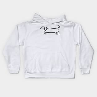 Simple dachshund black drawing Kids Hoodie